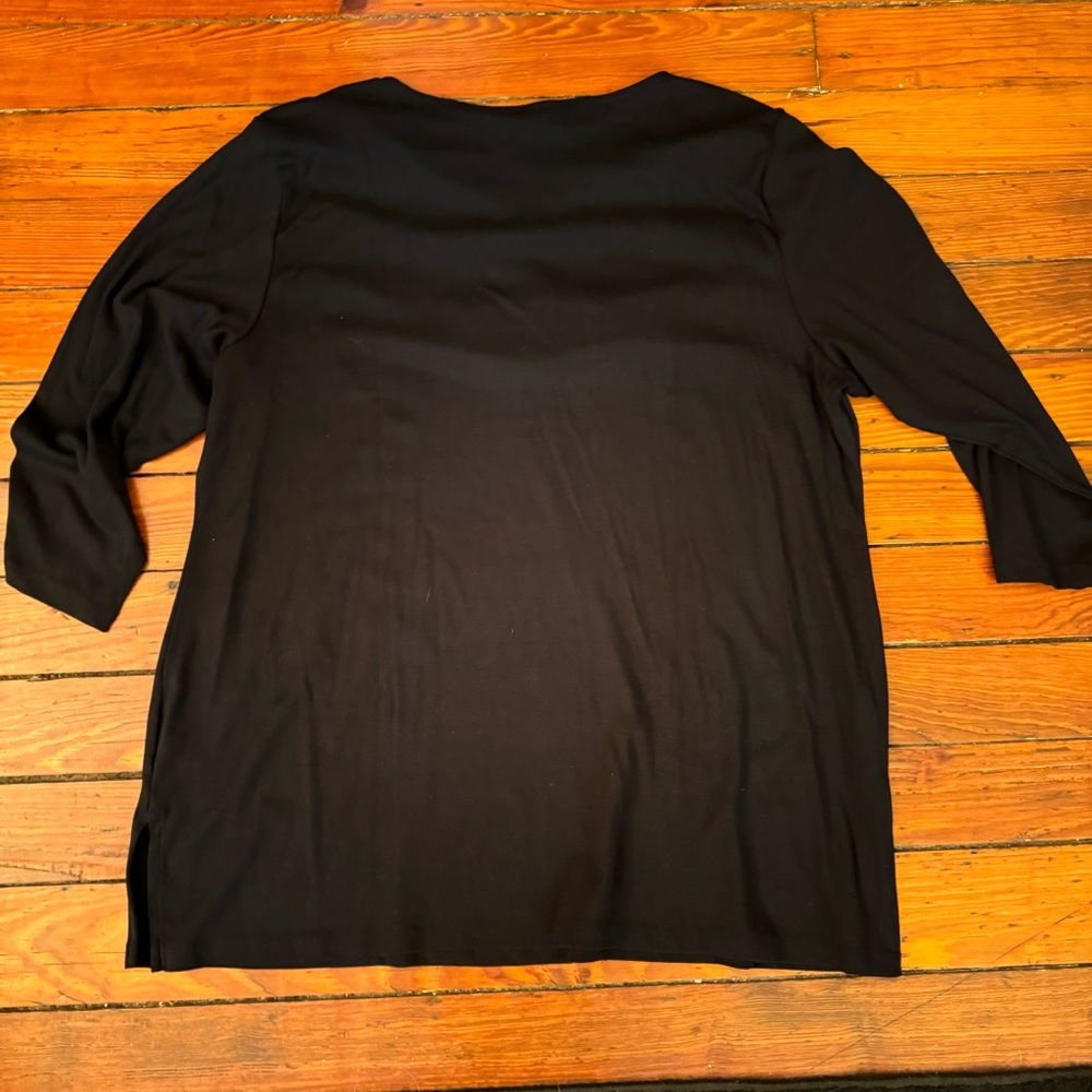 Karen Scott 3/4-Sleeve Embellished Boat Neck Tunic Top Size 2X NWT Black - Picture 7 of 13